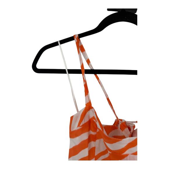 Du Paradis Prunella bubble hem cotton minidress orange white size Medium M - Picture 4 of 8